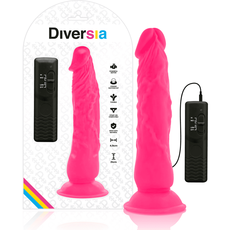 DILDO VIBRANTE FLESSIBILE - DIVERSIA - 21 CM - ROSA