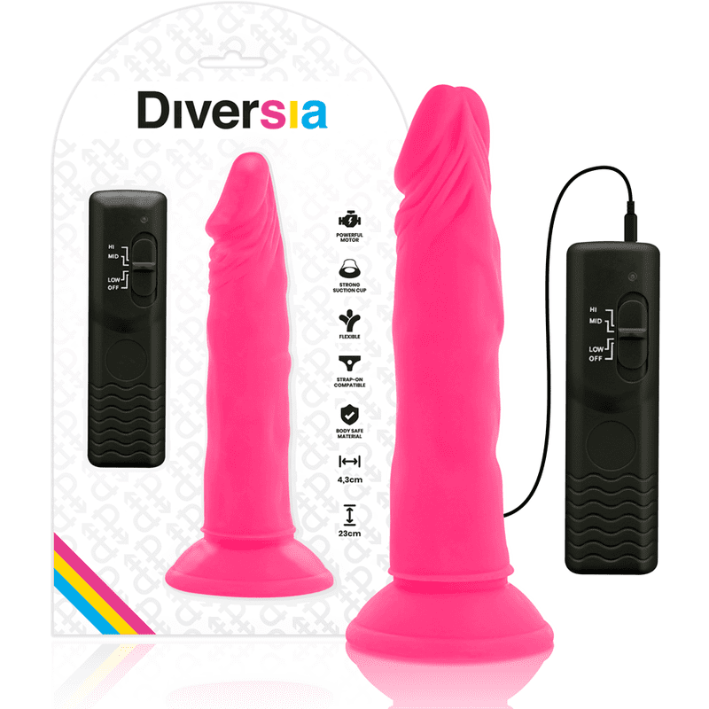DILDO VIBRANTE FLESSIBILE DIVERSIA - 23 CM - ROSA