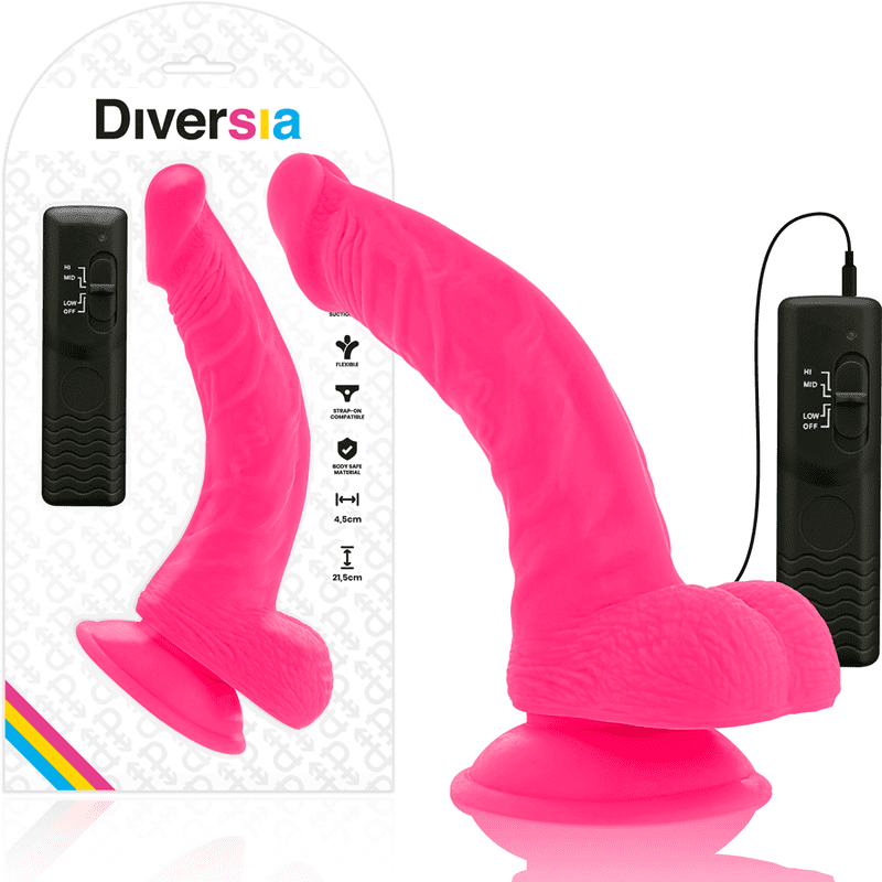 DILDO VIBRANTE FLESSIBILE DIVERSIA - 21,5 CM - VIOLA