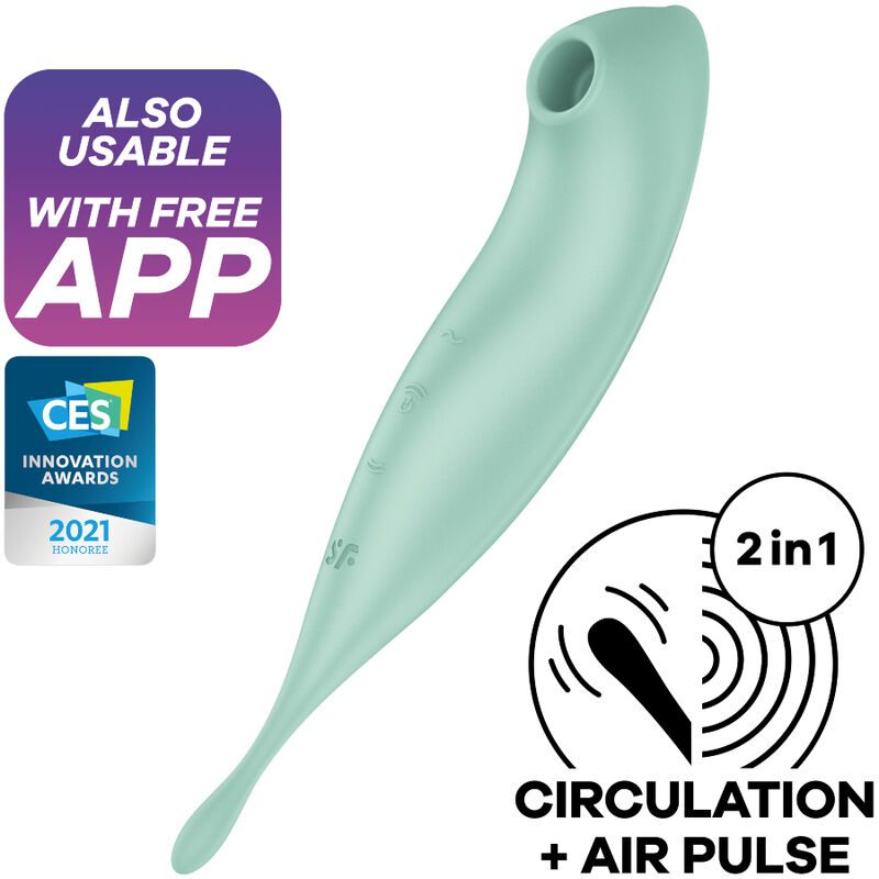 STIMOLATORE DI IMPULSI D'ARIA E VIBRATORE SATISFYER TWIRLING PRO+ - VERDE