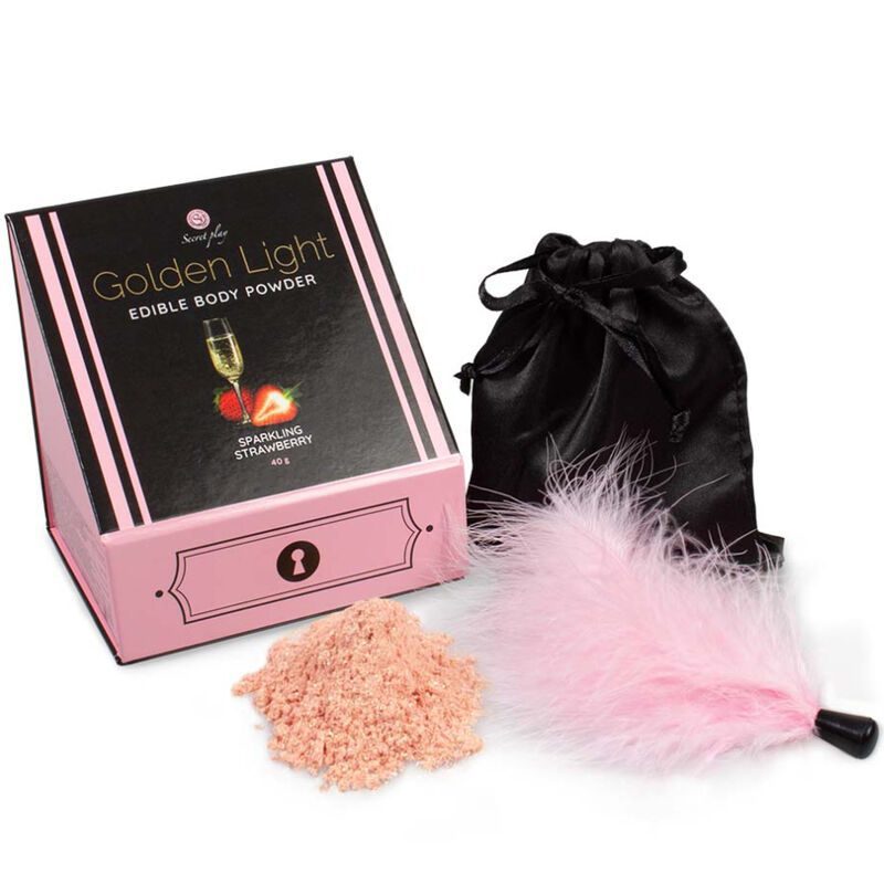 POLVERE ORO COMMESTIBILE GUSTO FRAGOLA SECRETPLAY CON PIUMA