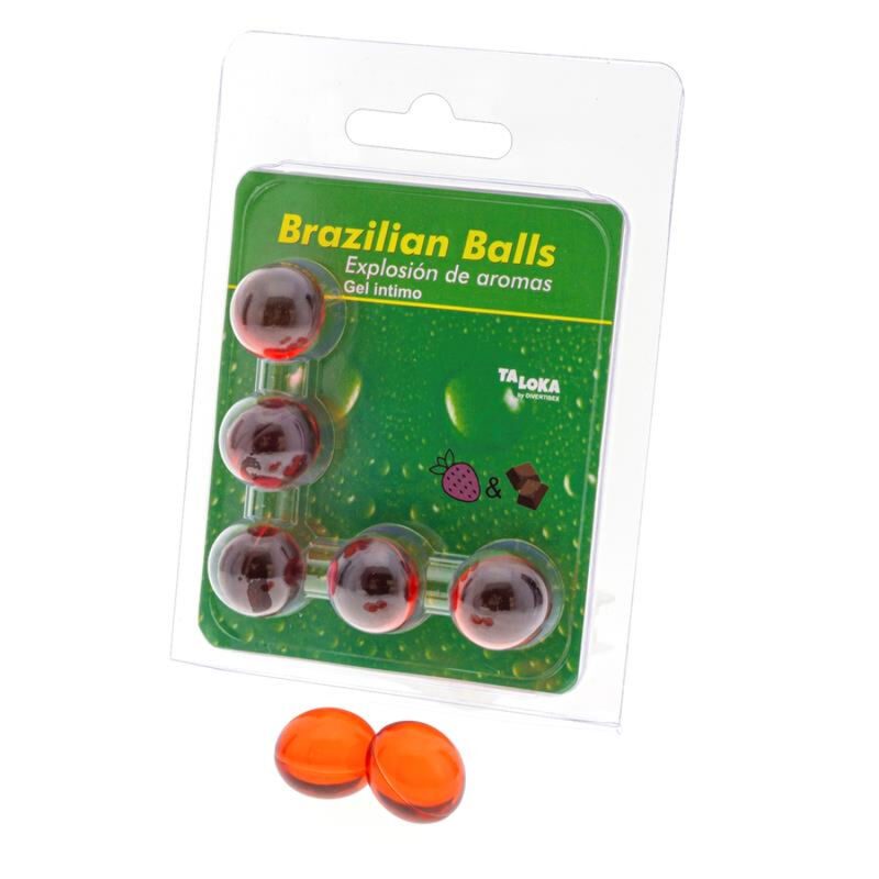 TALOKA - 5 PALLINE BRASILIANI GEL INTIMO FRAGOLA E CIOCCOLATO