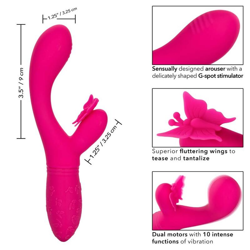 MASTURBATORE FEMMINILE 10 FUNZIONI CALIFORNIA EXOTICS BUTTERFLY KISS FLUTTER ROSA