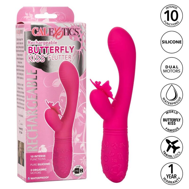 MASTURBATORE FEMMINILE 10 FUNZIONI CALIFORNIA EXOTICS BUTTERFLY KISS FLUTTER ROSA