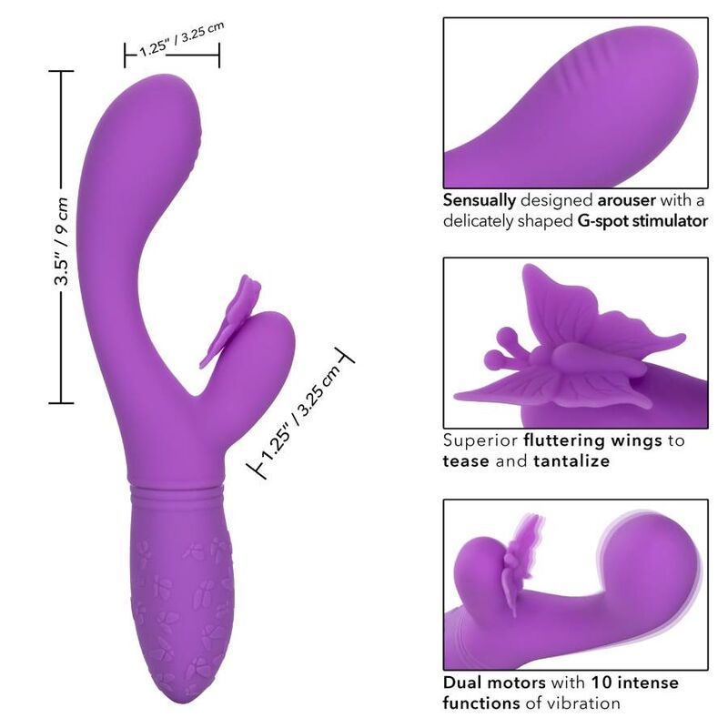 MASTURBATORE FEMMINILE 10 FUNZIONI CALIFORNIA EXOTICS BUTTERFLY KISS FLUTTER VIOLA