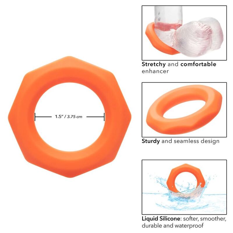 ANELLO PER IL PENE CALIFORNIA EXOTICS ALPHA SEXAGON - ARANCIONE