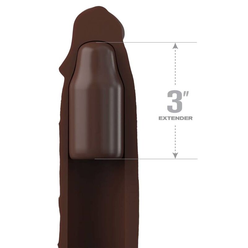 MANICOTTO ESTENSORE PENE CON CINTURINO PIPEDREAMS - 17,78 CM MARRONE
