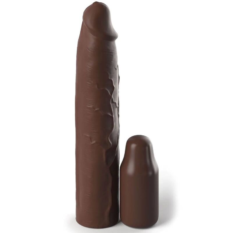 MANICOTTO ESTENSORE PENE PIPEDREAMS SLEEVE 22,86 CM + 7,62 CM PLUG - MARRONE