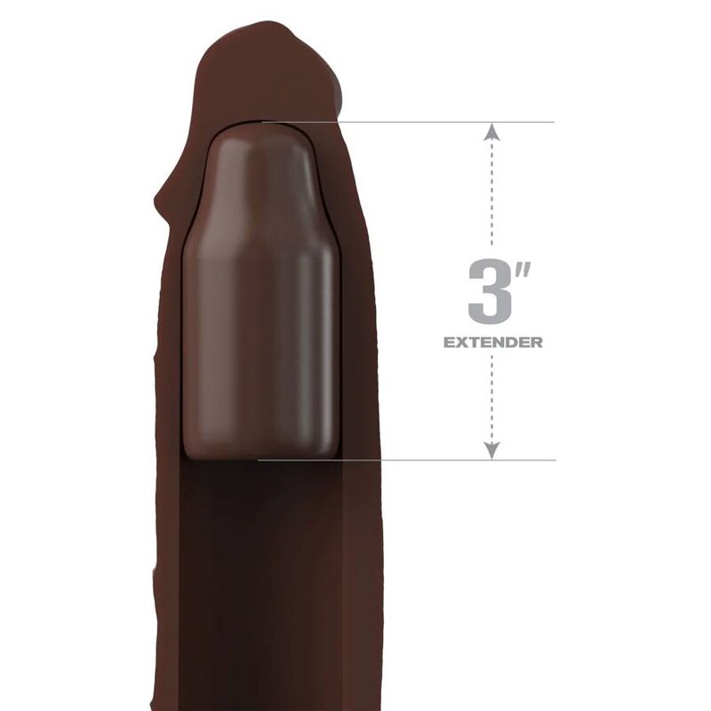 MANICOTTO ESTENSORE PENE PIPEDREAMS SLEEVE 22,86 CM + 7,62 CM PLUG - MARRONE
