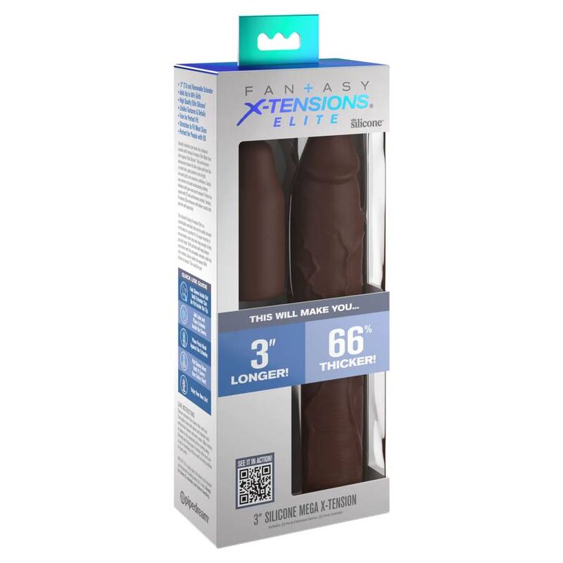 MANICOTTO ESTENSORE PENE PIPEDREAMS SLEEVE 22,86 CM + 7,62 CM PLUG - MARRONE