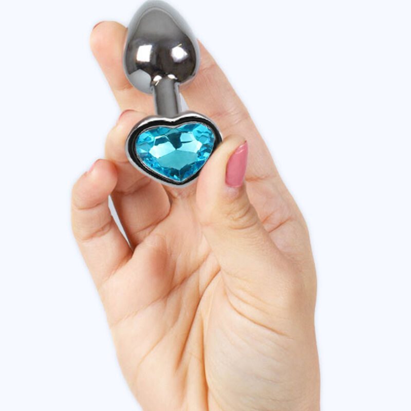 SECRET PLAY - BUTT PLUG IN METALLO CUORE BLU MISURA PICCOLA 7 CM