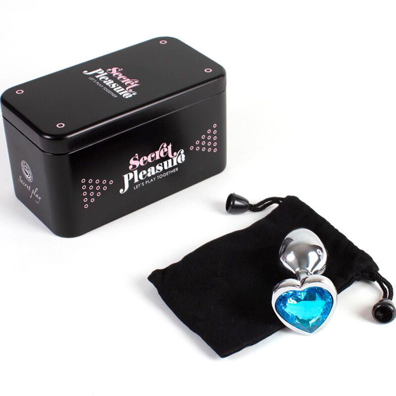 SECRET PLAY - BUTT PLUG IN METALLO CUORE BLU MISURA PICCOLA 7 CM