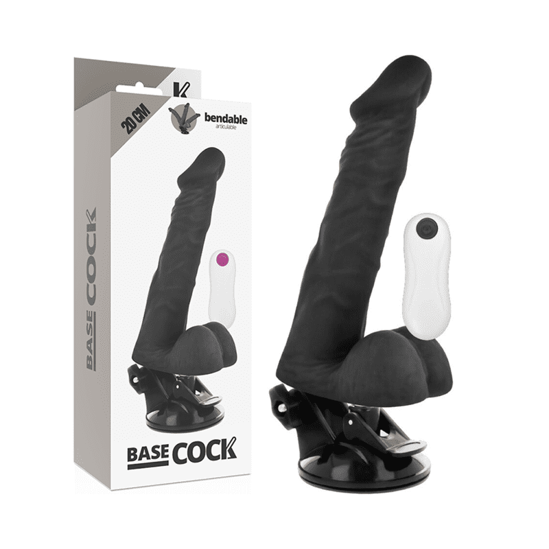 DILDO REALISTICO 20 CM CON TELECOMANDO BASECOCK PIEGHEVOLE NERO