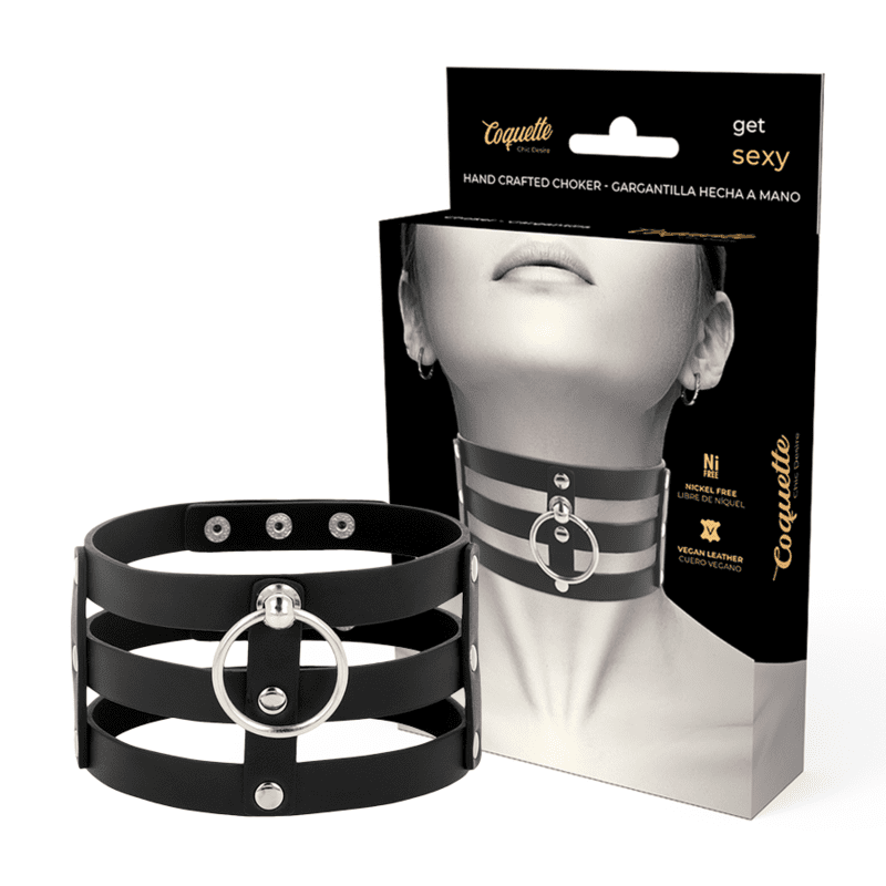COQUETTE CHIC DESIRE CHOKER ARTIGIANALE IN PELLE VEGAN - FETISH
