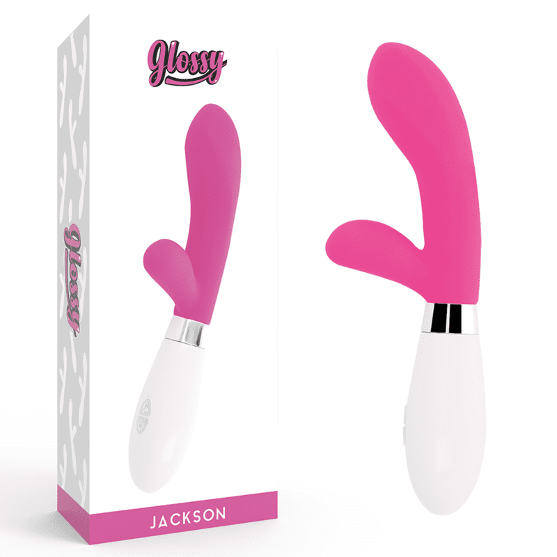 MASSAGGIATORE 10 FUNZIONI 2 MOTORI GLOSSY JACKSON RABBIT ROSA