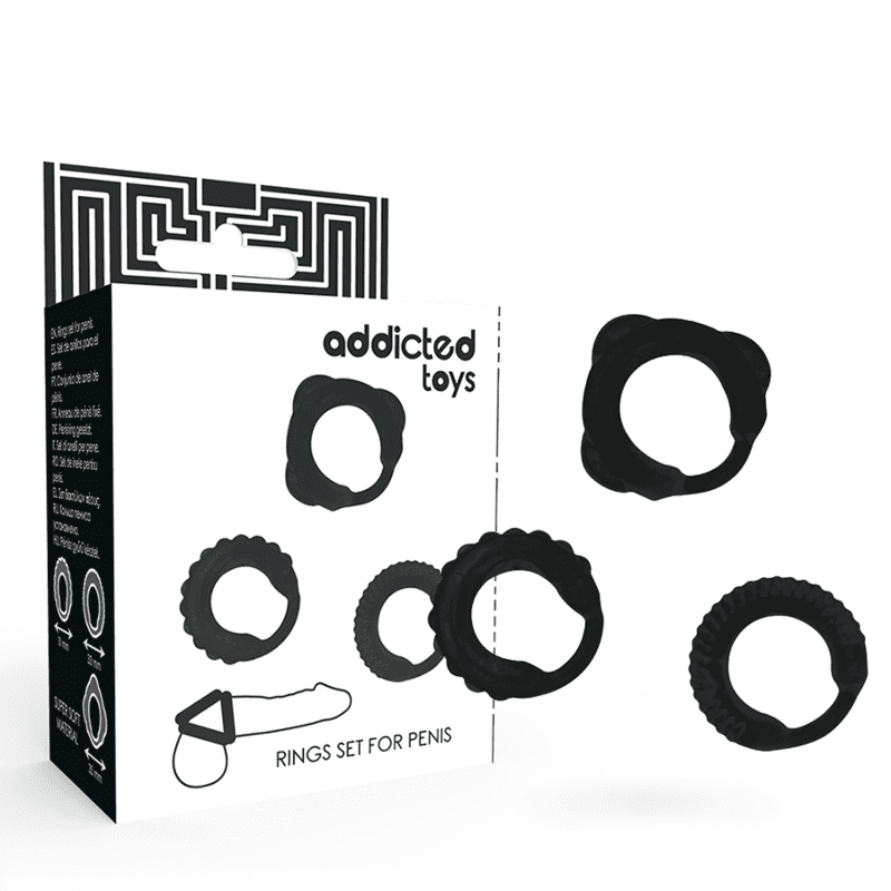SET 3 ANELLI PENE BASE TESTICOLI ADDICTED TOYS - NERO