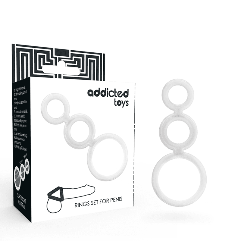 SET 3 ANELLI PENE BASE TESTICOLI ADDICTED TOYS SET - TRASPARENTE