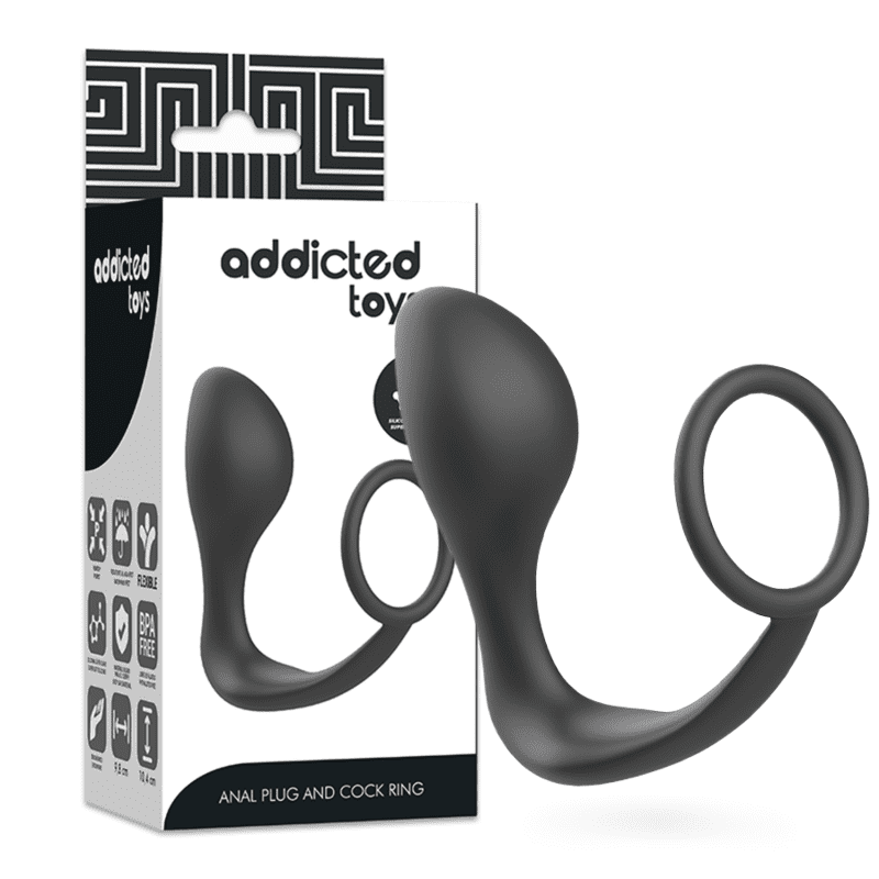 PLUG ANALE DI CON ANELLO IN SILICONE NERO