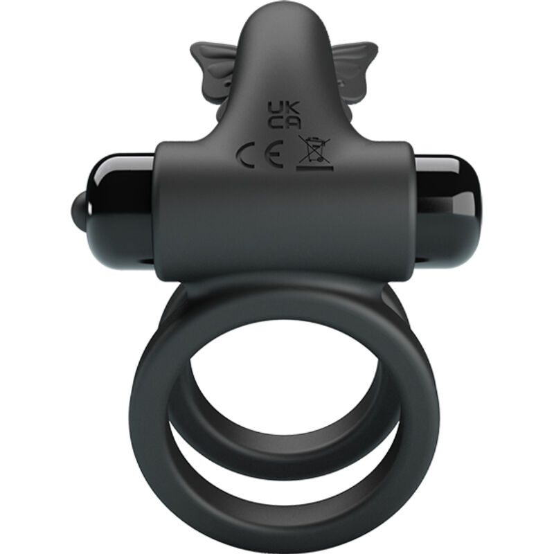 PRETTY LOVE - VIBRATORE A DOPPIO ANELLO CON STIMOLATORE NERO