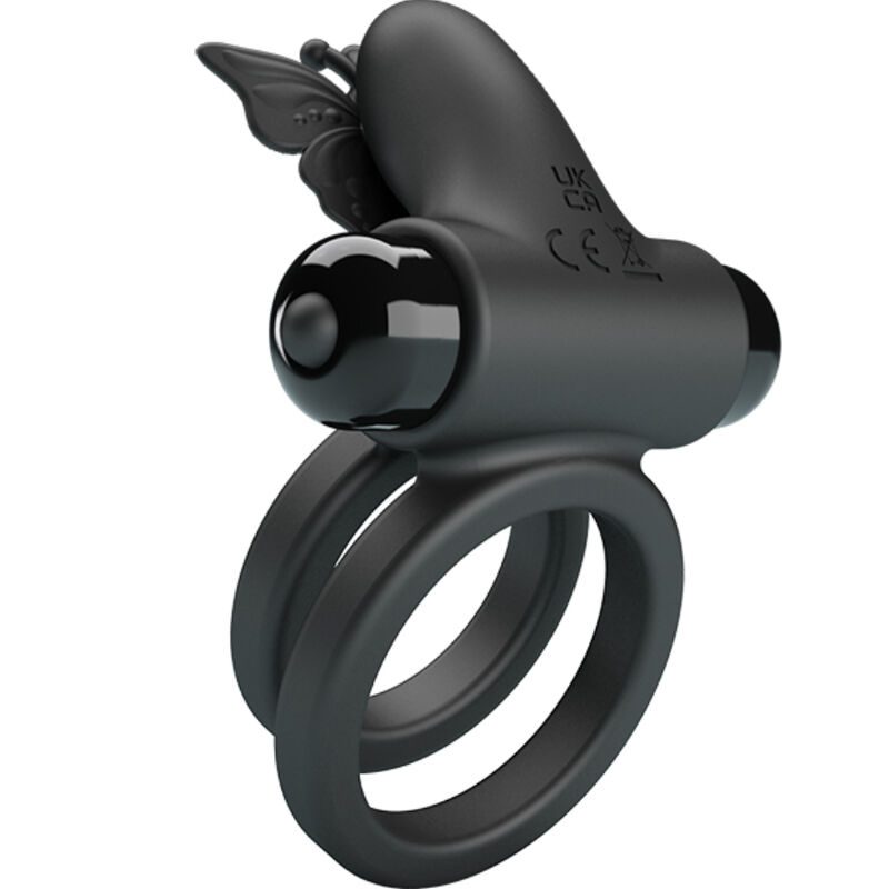 PRETTY LOVE - VIBRATORE A DOPPIO ANELLO CON STIMOLATORE NERO