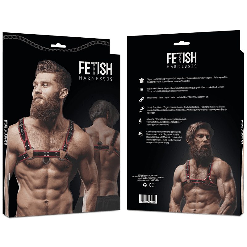ATTEGGIAMENTO FETISH SOTTOMESSO - ARN S ECO-SKIN PETTO UOMO NERO/ROSSO