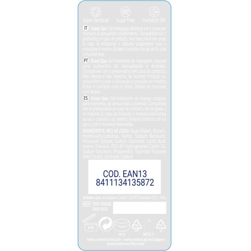 CONTROL 2-1 MASSAGE  PLEASURE MEDITERRANEAN SEA 200ML