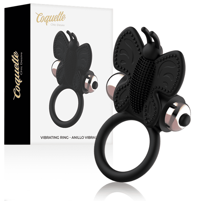 ANELLO PENE COQUETTE CHIC DESIRE FARFALLA CON VIBRATORE NERO/ORO