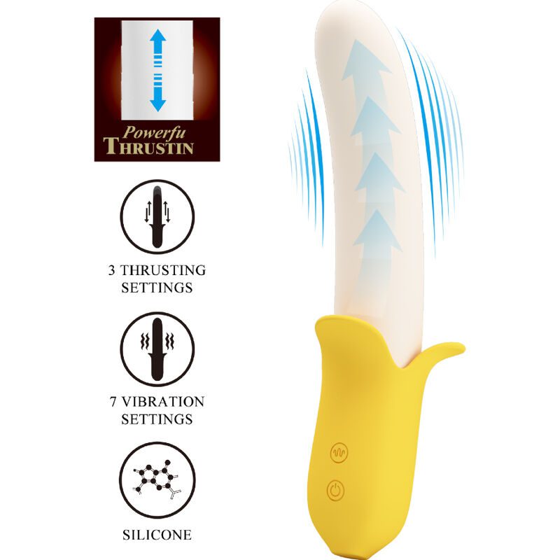 PRETTY LOVE - BANANA GEEK SUPER POWER 7 IMPOSTAZIONI DI VIBRAZIONE SU E GIÙ SILICONE NERO