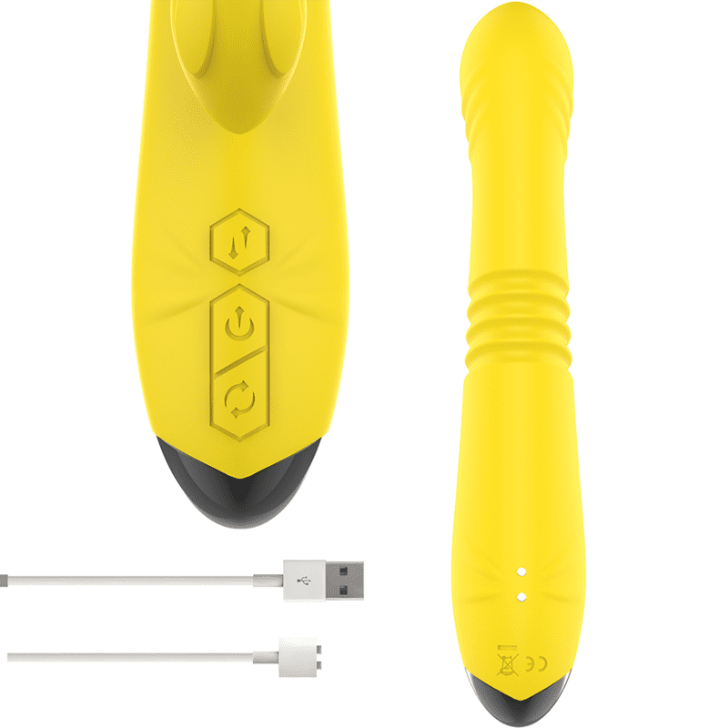 INTENSE - TOKY VIBRATORE MULTIFUNCIÓN RICARICABILE UP  DOWN CON STIMOLATORE DE CLITORIS AMARILLO
