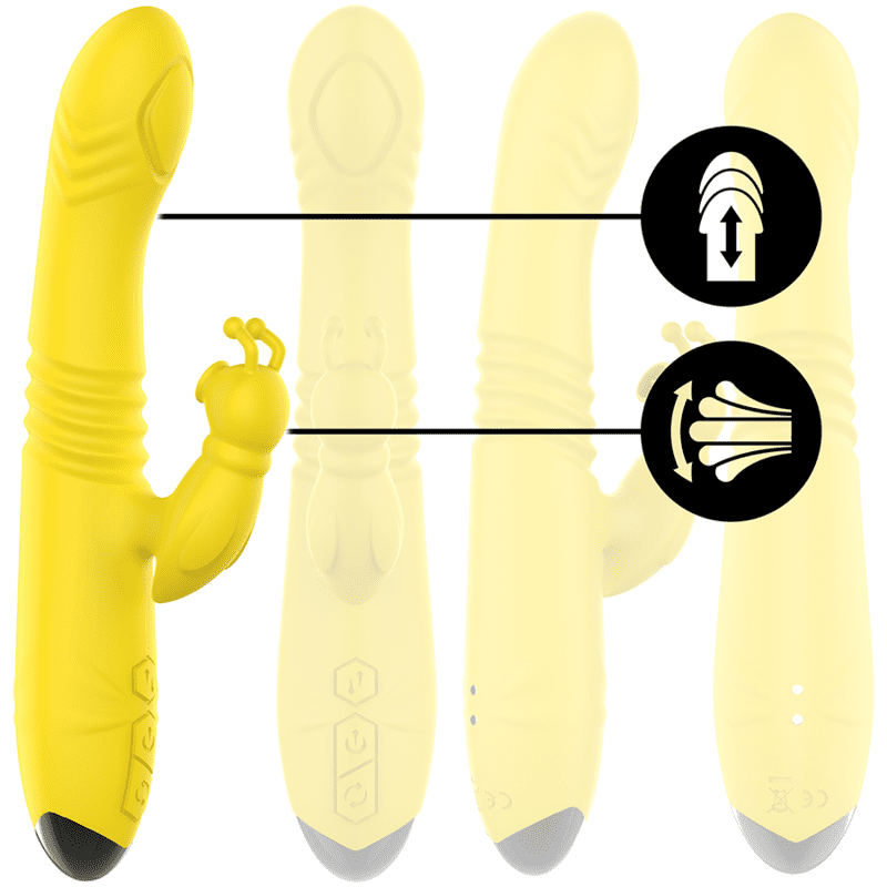 INTENSE - TOKY VIBRATORE MULTIFUNCIÓN RICARICABILE UP  DOWN CON STIMOLATORE DE CLITORIS AMARILLO