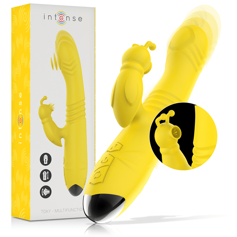 INTENSE - TOKY VIBRATORE MULTIFUNCIÓN RICARICABILE UP  DOWN CON STIMOLATORE DE CLITORIS AMARILLO
