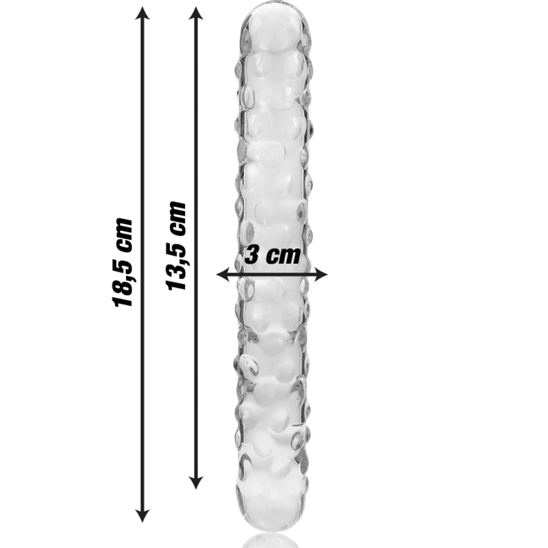 DILDO IN VETRO - 18,5 X 3 CM - TRASPARENTE