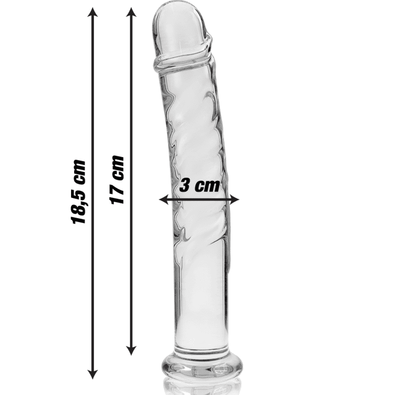 DILDO IN VETRO 18,5 X 3 CM TRASPARENTE
