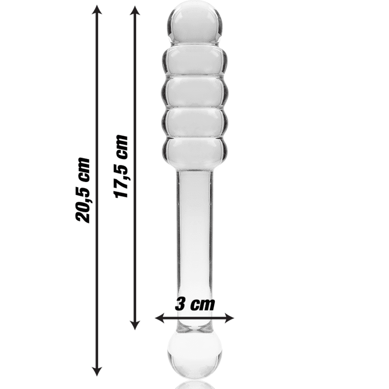 DILDO IN VETRO 20,5 X 3 CM TRASPARENTE