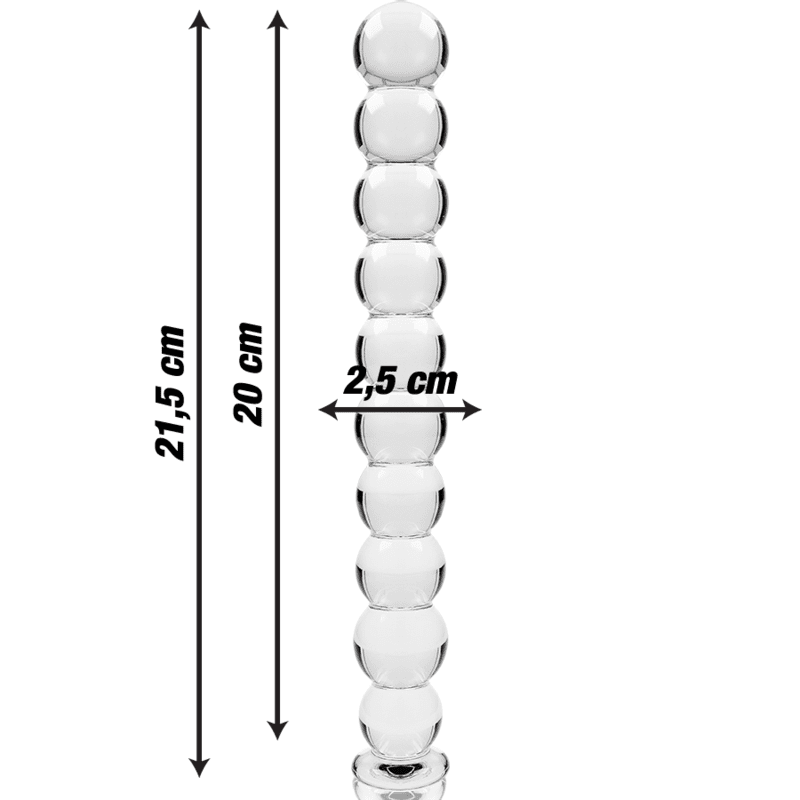 DILDO IN VETRO  21,5 X 2,5 CM TRASPARENTE