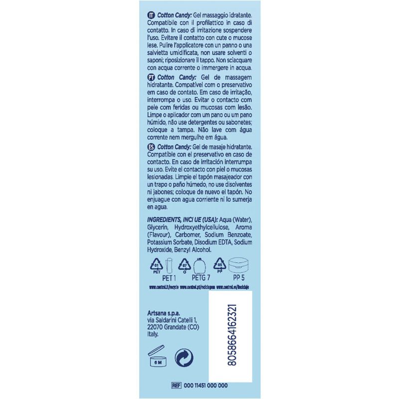 CONTROL GEL DA MASSAGGIO 3 IN 1 ALLO ZUCCHERO COTONE 200 ML