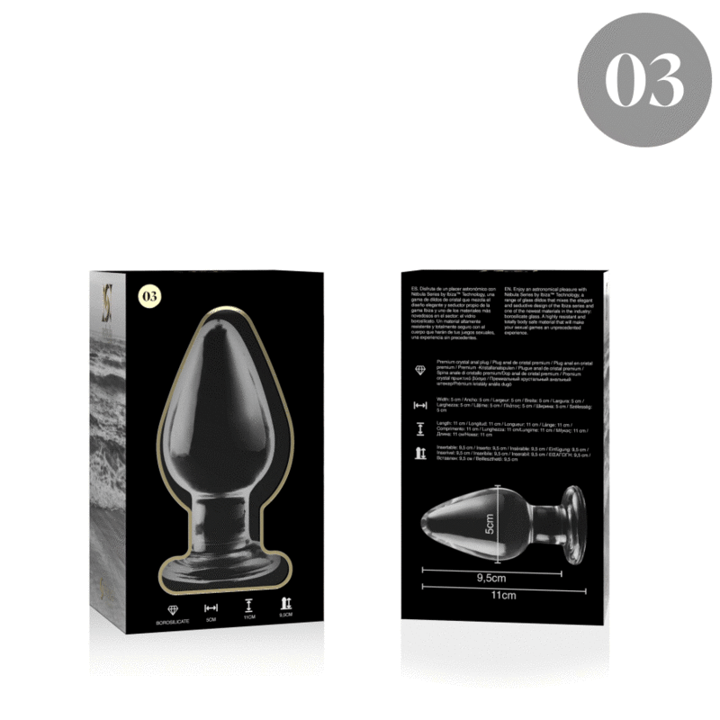 PLUG ANALE IN VETRO - 11 X 5 CM -TRASPARENTE