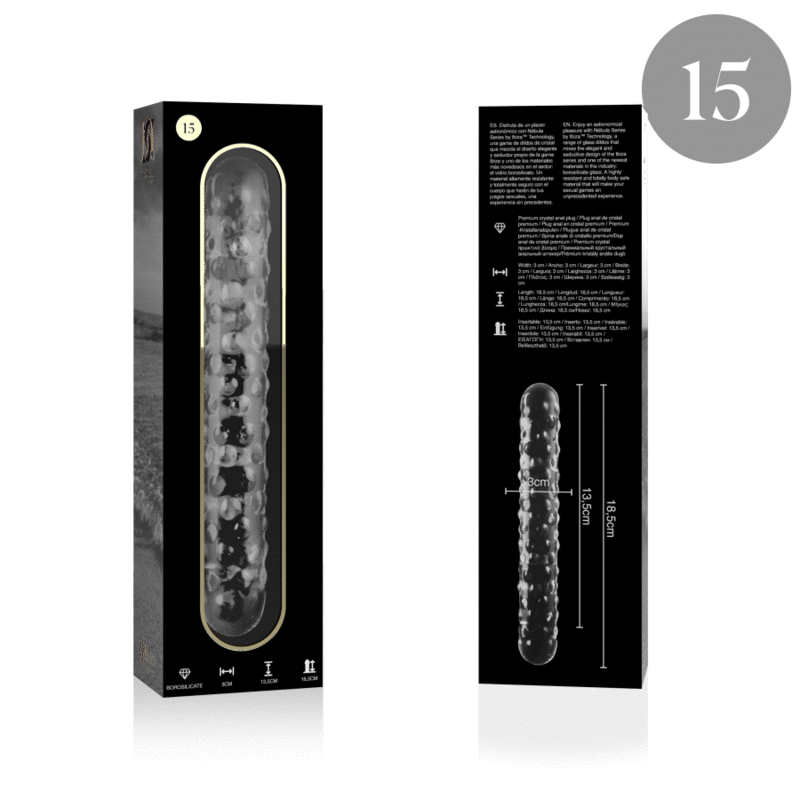 DILDO IN VETRO - 18,5 X 3 CM - TRASPARENTE
