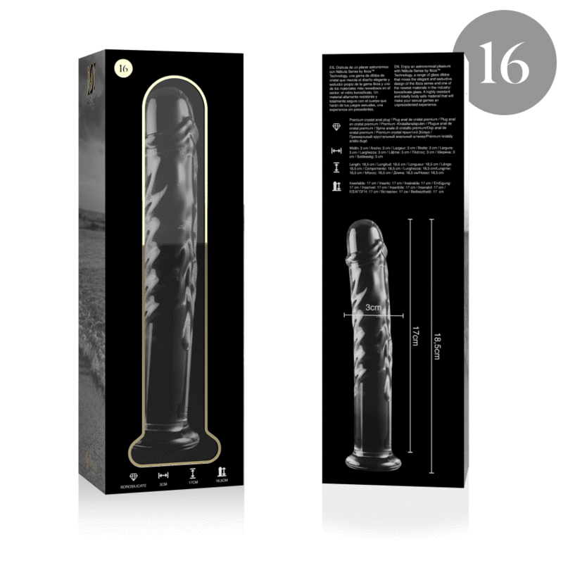 DILDO IN VETRO 18,5 X 3 CM TRASPARENTE
