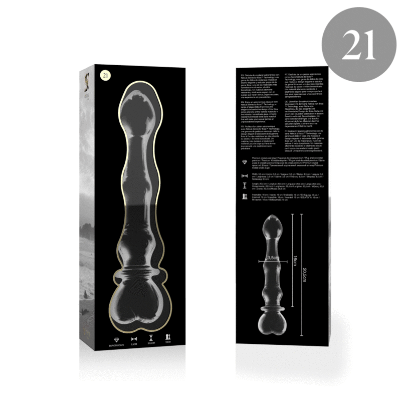 DILDO IN VETRO  20,5 X 3,5 CM TRASPARENTE