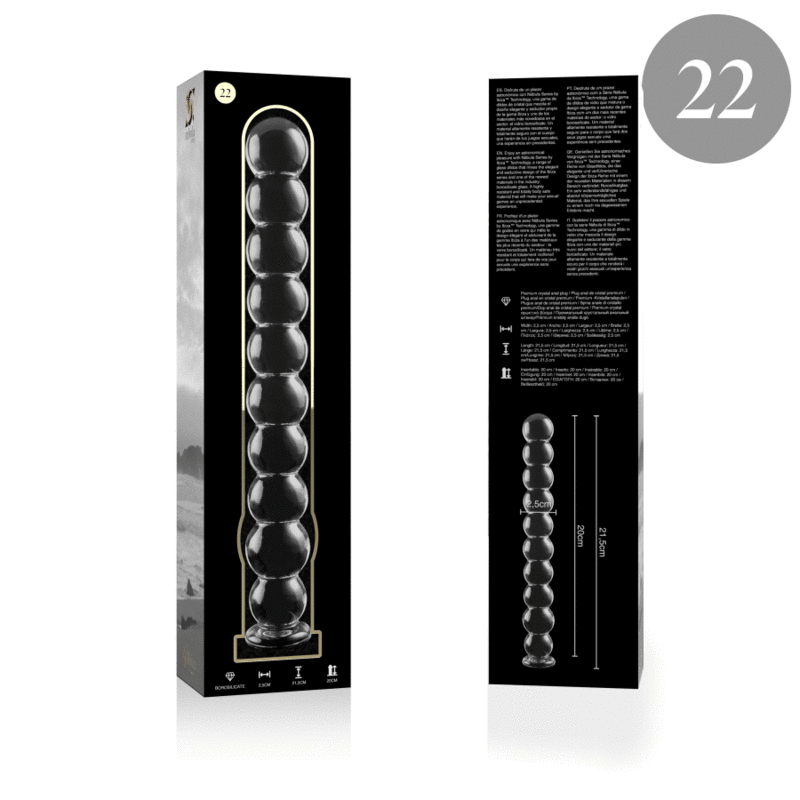 DILDO IN VETRO  21,5 X 2,5 CM TRASPARENTE