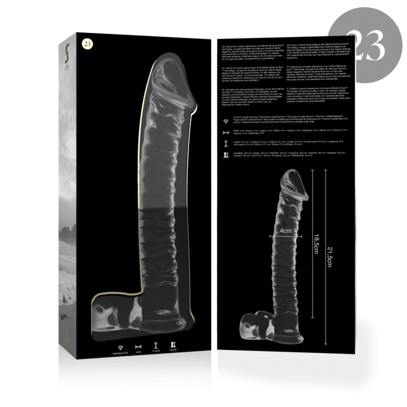 DILDO IN VETRO 21,5 X 4 CM TRASPARENTE
