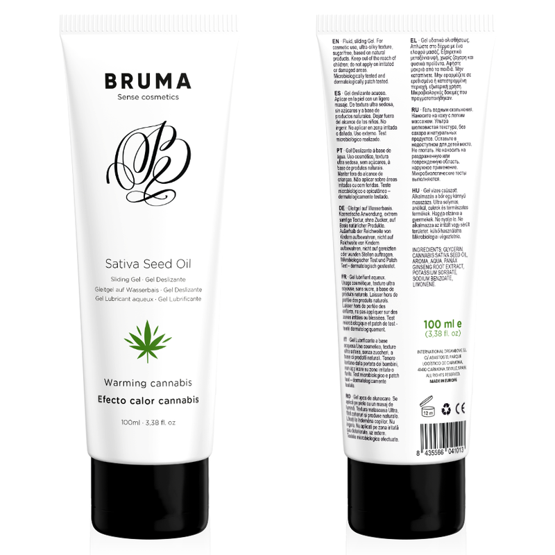 img_152459_9d914f0ca4885d4995e527c8f3aff4ce_1.png BRUMA - GEL DESLIZANTE CON ACEITE DE SEMILLA EFECTO CALOR SABOR CANNABIS 100 ML