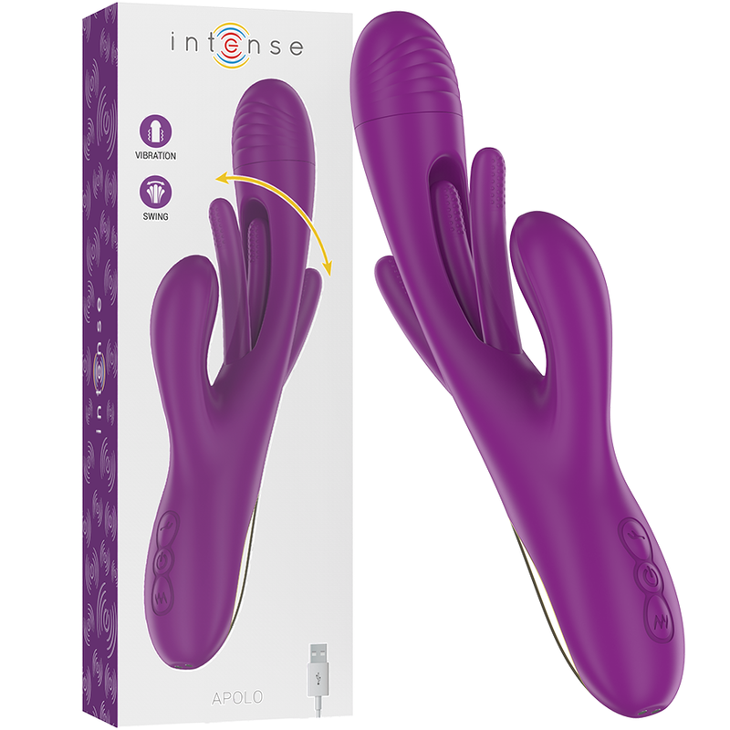 INTENSE - APOLO VIBRATORE MULTIFUNZIONE RICARICABILE 7 VIBRAZIONI CON LINGUA OSCILLANTE VIOLA