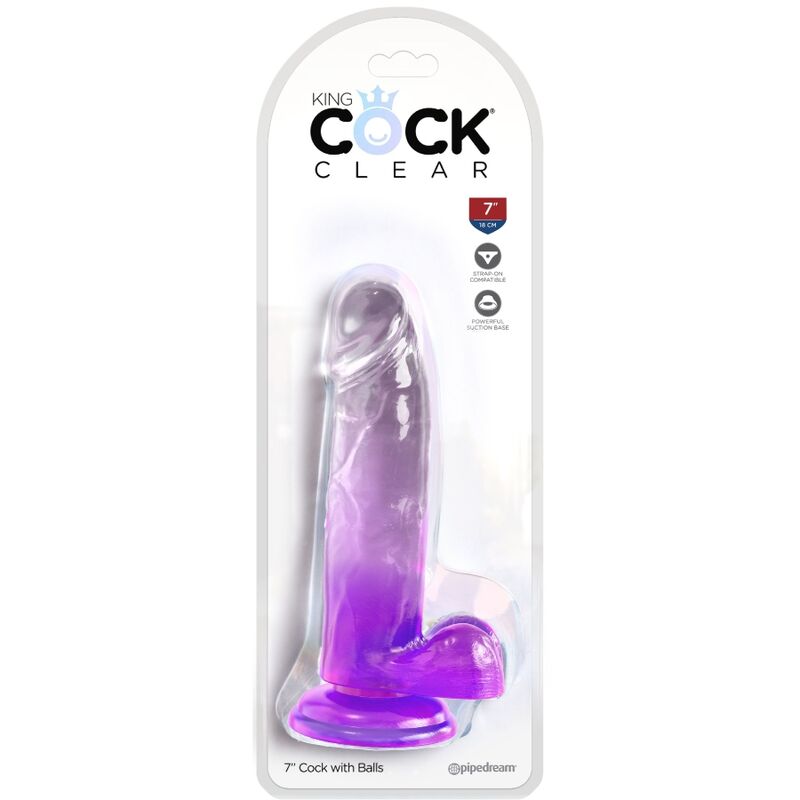 KING COCK CLEAR - PENE REALISTICO CON SFERE 15,2 CM VIOLA