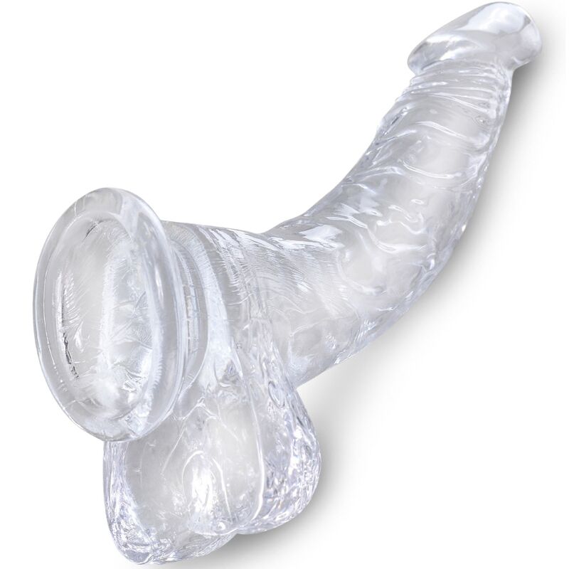 KING COCK CLEAR - PENE CURVO REALISTICO CON SFERE 16,5 CM TRASPARENTE