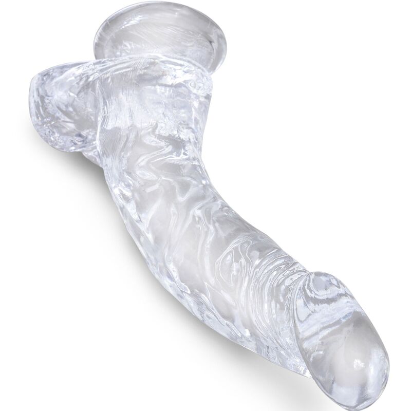KING COCK CLEAR - PENE CURVO REALISTICO CON SFERE 16,5 CM TRASPARENTE