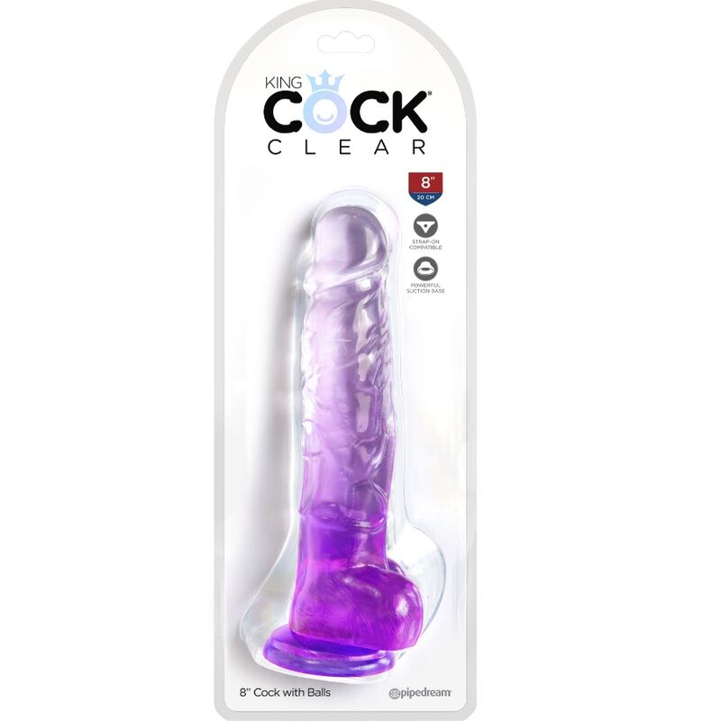 KING COCK CLEAR - PENE REALISTICO CON SFERE 16,5 CM VIOLA