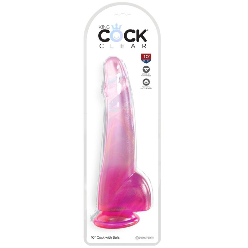 KING COCK CLEAR - DILDO CON TESTICOLI 19 CM ROSA