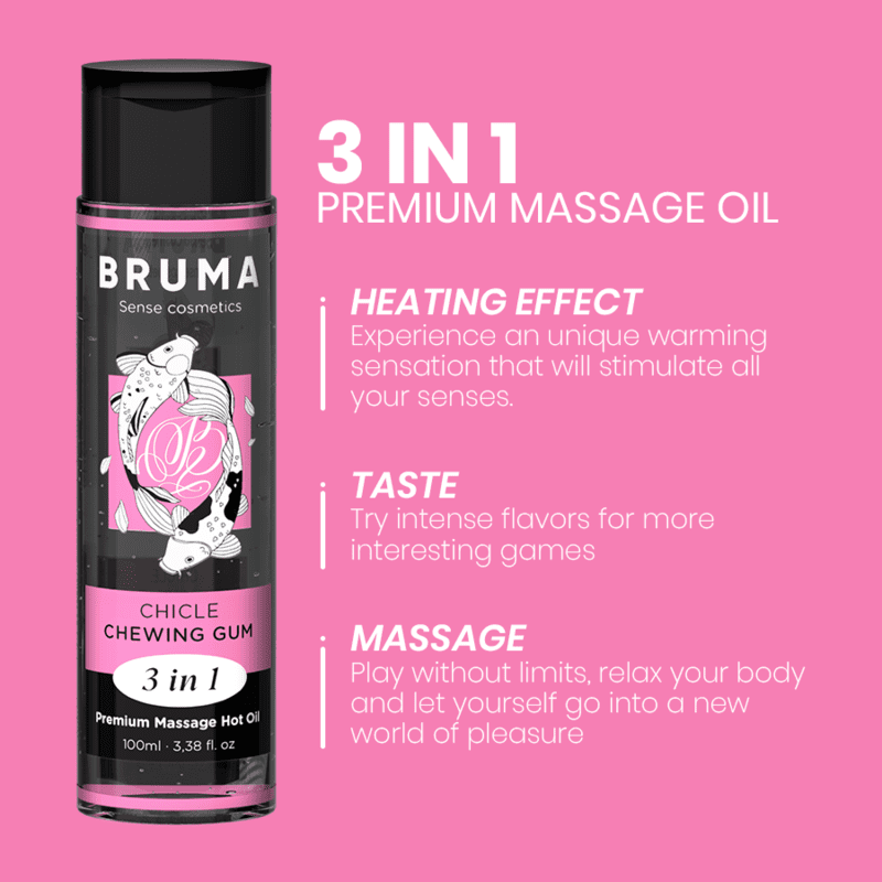 BRUMA - OLIO DA MASSAGGIO PREMIUM EFFETTO CALORE SAPORE GOMMA 3 IN 1